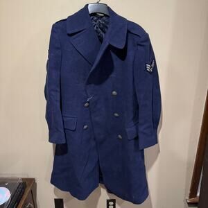 VTG USAF Air Force Military Overcoat Mens Wool 37L Blue Serge Pembroke Vietnam?